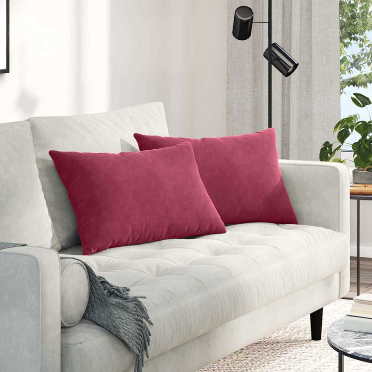 VidaXL coussins de canapé, 2 pièces, bordeaux, tissu corde 60 x 40 cm