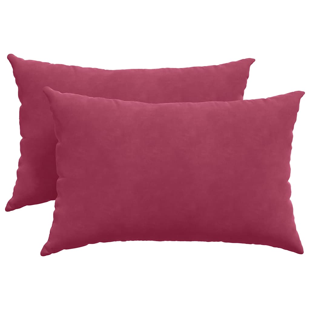 VidaXL coussins de canapé, 2 pièces, bordeaux, tissu corde 60 x 40 cm