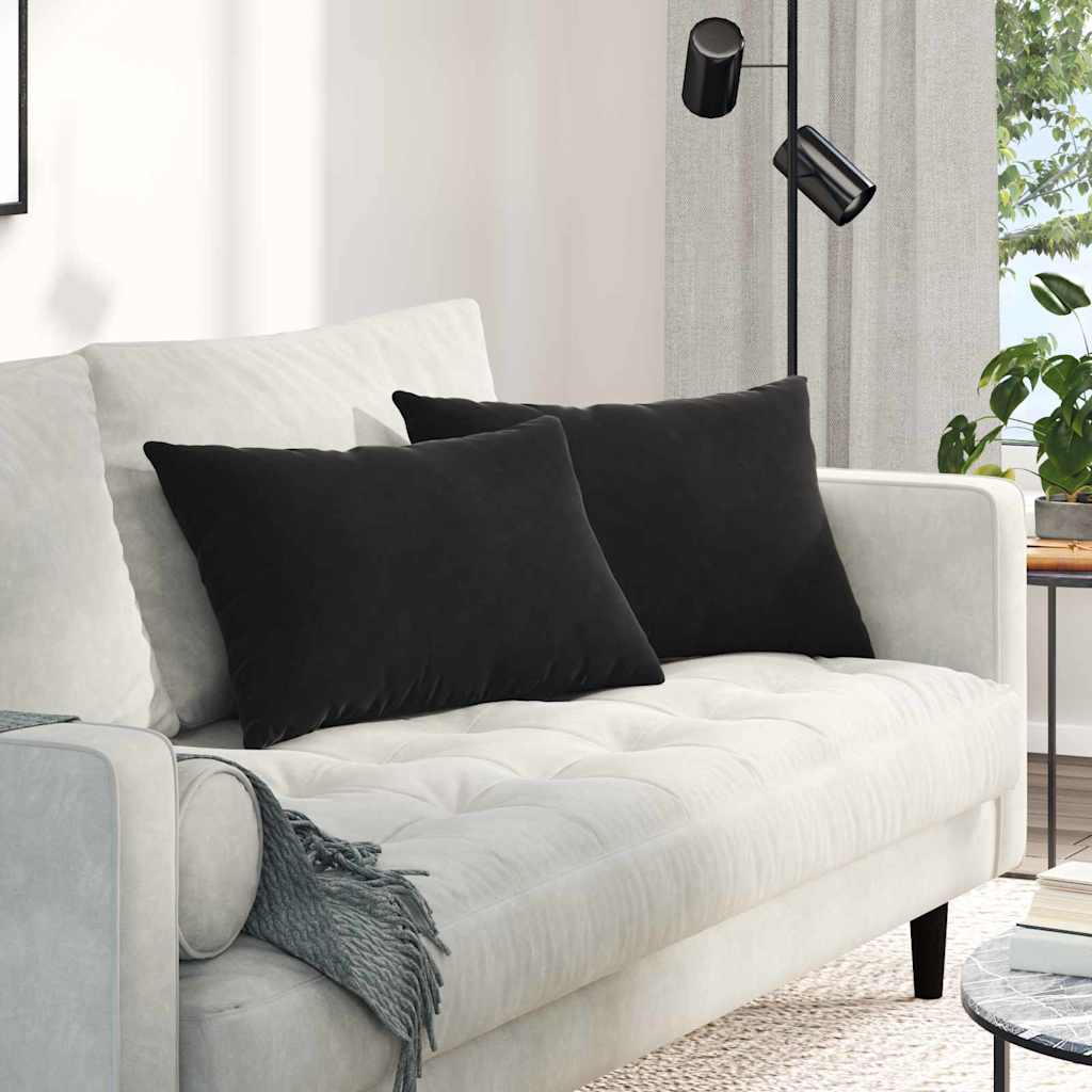 VidaXL coussins de canapé 2 pièces noir 60 x 40 cm tissu corde