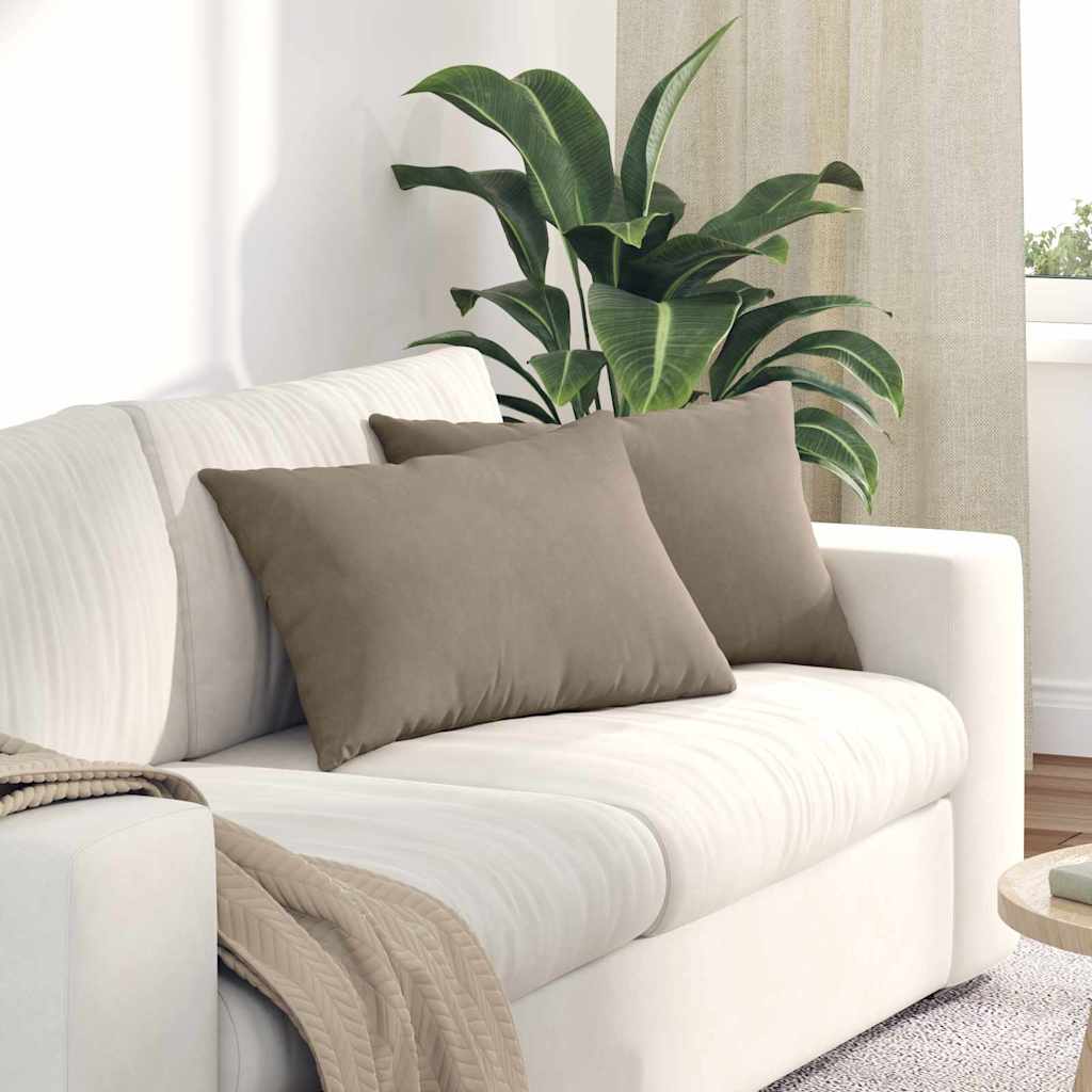 VidaXL coussins de canapé 2 pièces tissu taupe 60 x 40 cm