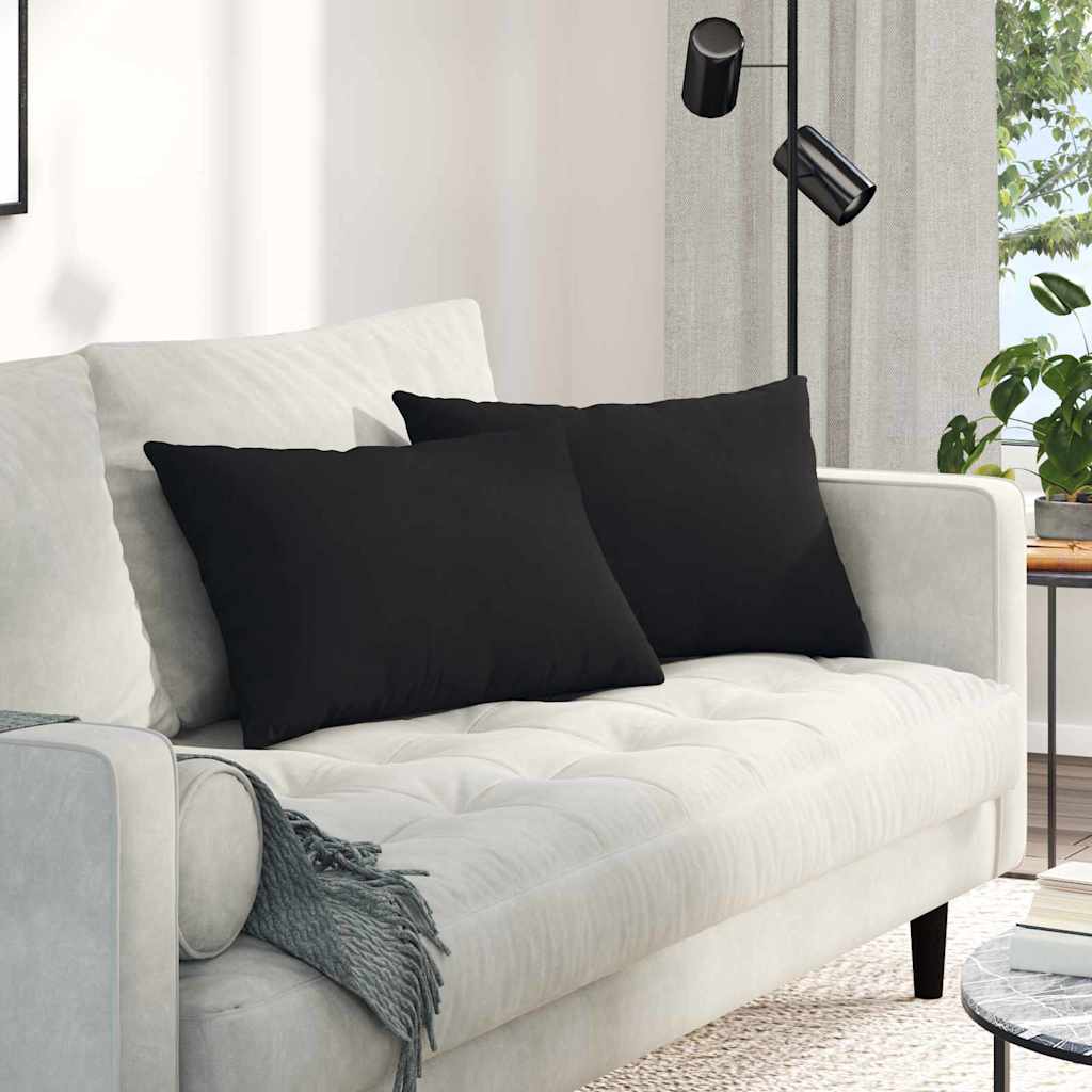 VidaXL coussins de canapé 2 pièces tissu noir 60 x 40 cm