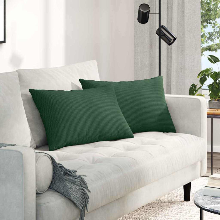 VidaXL coussins de canapé 2 pièces tissu corde vert foncé 60 x 40 cm