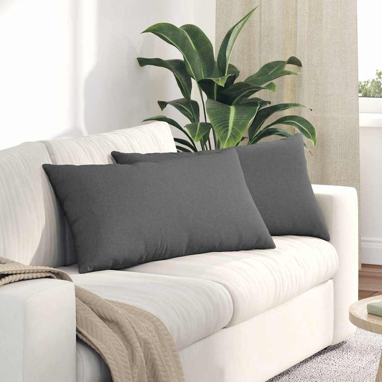 VidaXL coussins de canapé 2 pcs tissu gris foncé 80 x 40 cm
