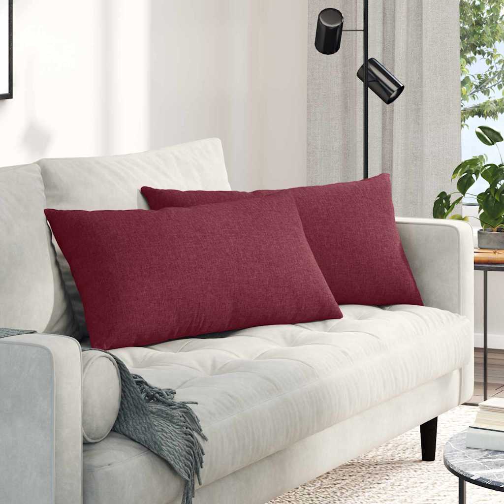 VidaXL coussins de canapé 2 pcs vin rouge 80 x 40 cm tissu