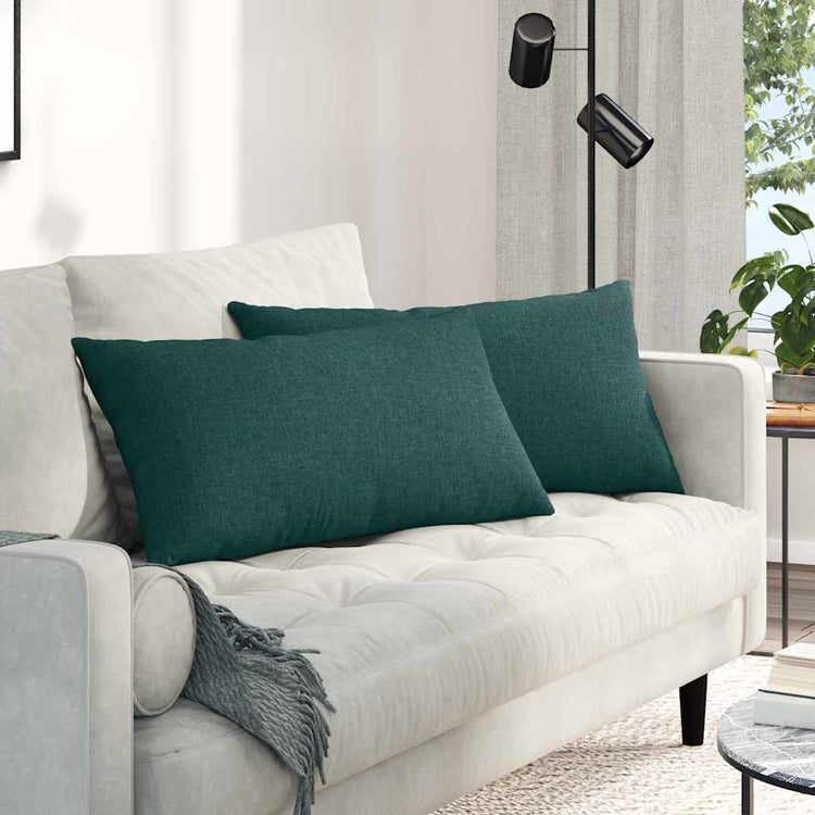 VidaXL coussins de canapé 2 pcs tissu vert foncé 80 x 40 cm