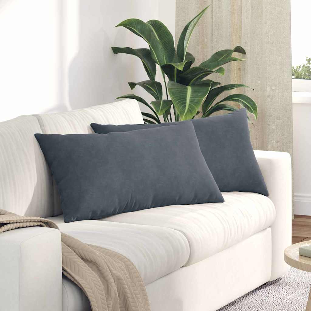 VidaXL coussins de canapé 2 pièces tissu corde gris foncé 80 x 40 cm