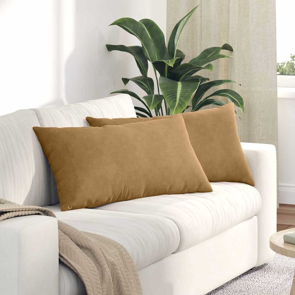 VidaXL coussins de canapé 2 pièces marron 80 x 40 cm tissu corde