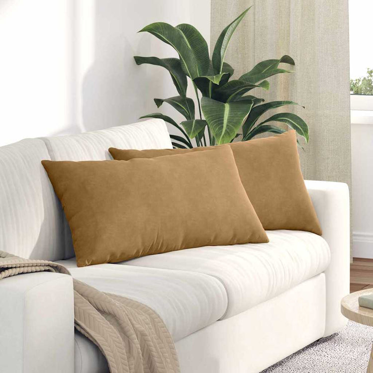 VidaXL coussins de canapé 2 pièces marron 80 x 40 cm tissu corde