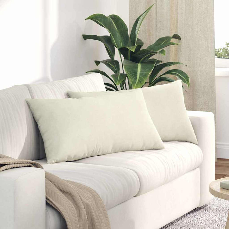 VidaXL coussins de canapé 2 pièces crème 80 x 40 cm tissu corde