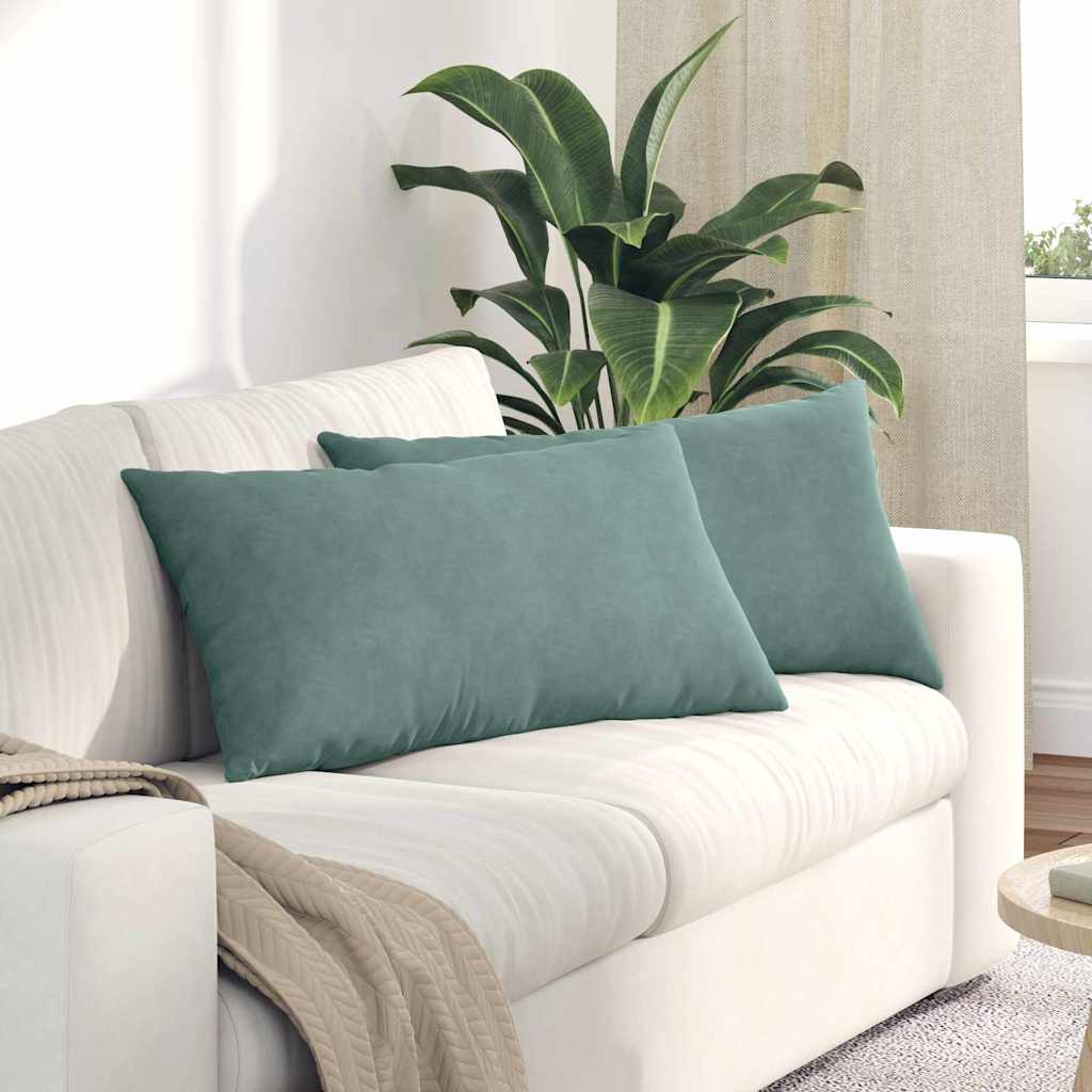 VidaXL coussins de canapé 2 pièces vert d'eau 80 x 40 cm tissu corde