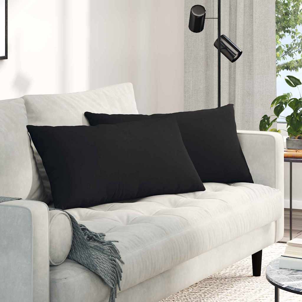 VidaXL coussins de canapé 2 pièces tissu noir 80 x 40 cm