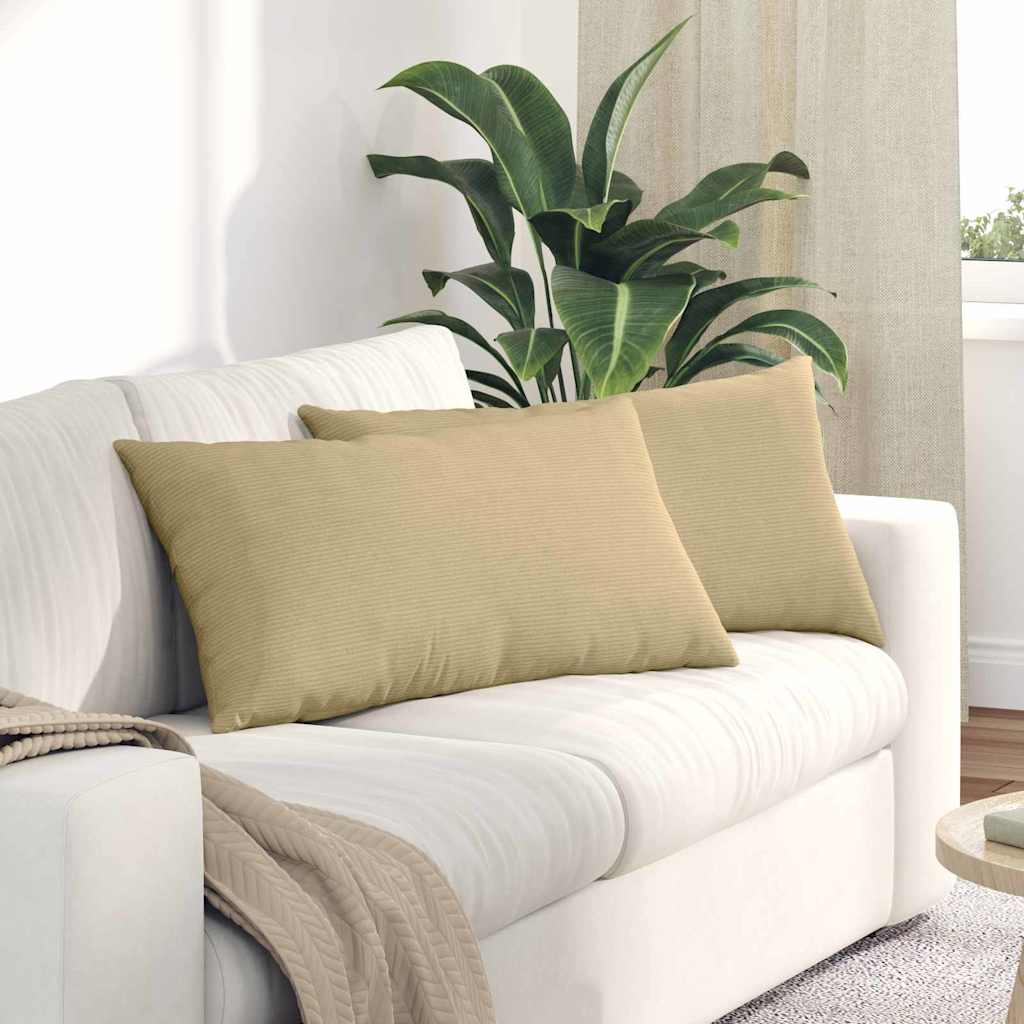 VidaXL coussins de canapé 2 pièces gris vert 80 x 40 cm tissu corde
