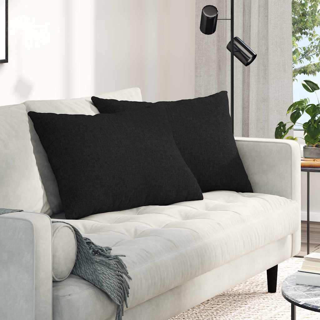 VidaXL coussins de canapé 2 pcs noir 70 x 50 cm tissu