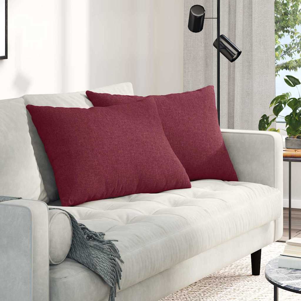 VidaXL coussins de canapé 2 pcs vin rouge 70 x 50 cm tissu