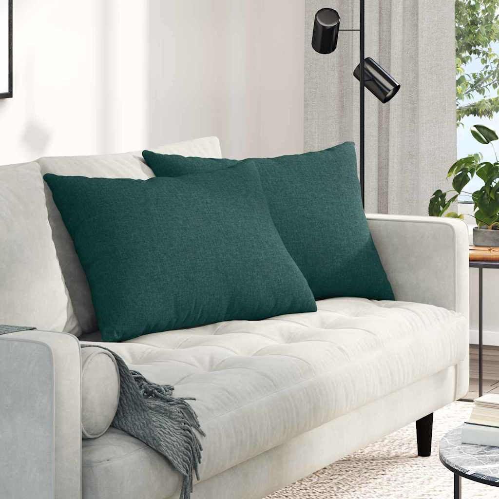 VidaXL coussins de canapé 2 pcs tissu vert foncé 70 x 50 cm
