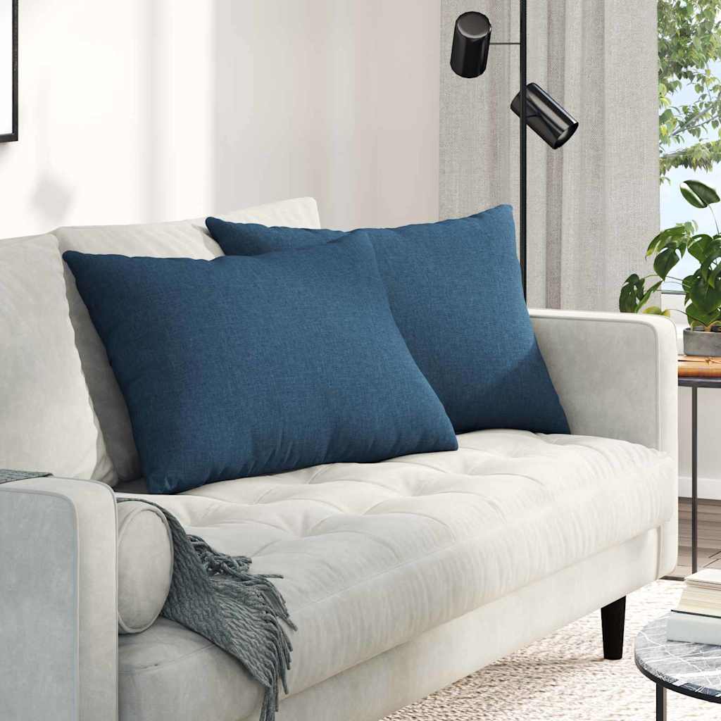 VidaXL coussins de canapé 2 pcs bleu 70 x 50 cm tissu