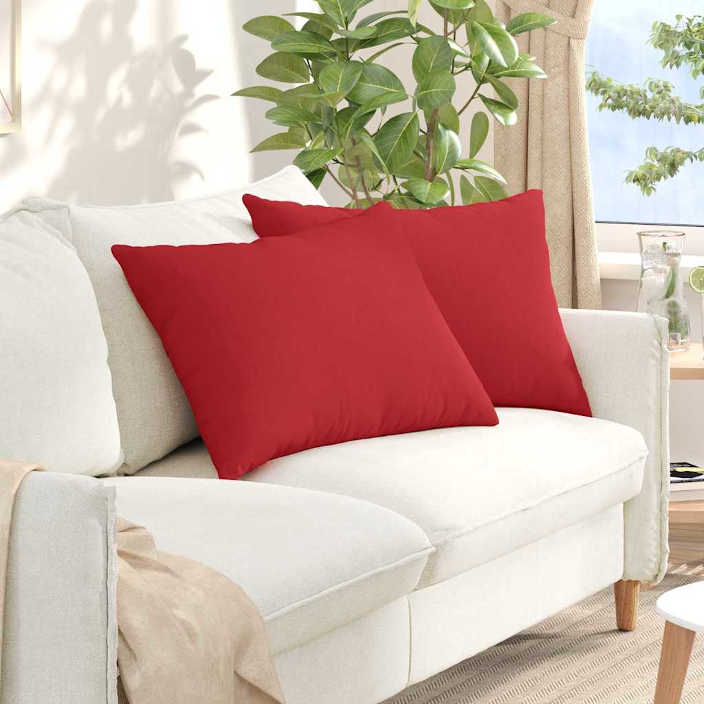 VidaXL coussins de canapé 2 pcs rouge 70 x 50 cm tissu