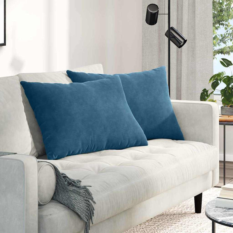 VidaXL coussins de canapé 2 pièces bleu 70 x 50 cm tissu corde