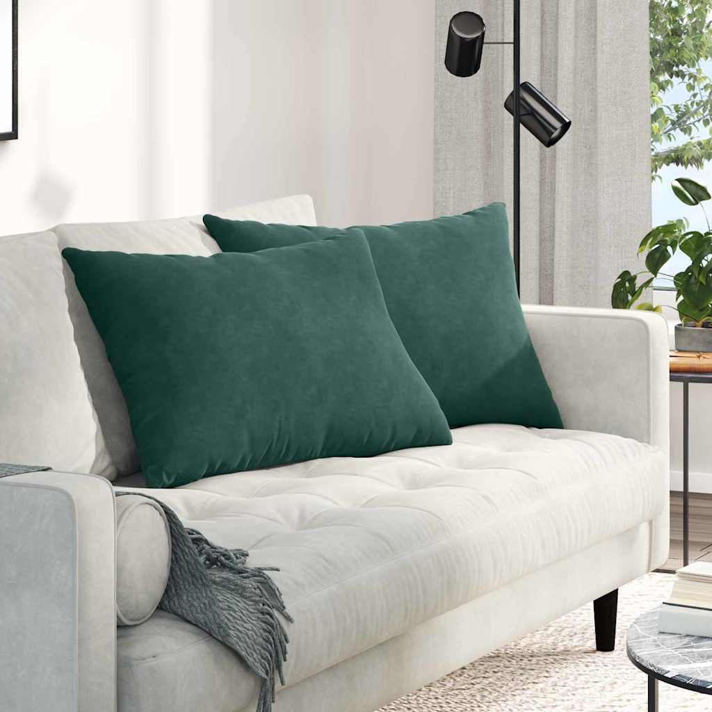 VidaXL coussins de canapé, 2 pièces, vert foncé, tissu corde 70 x 50 cm