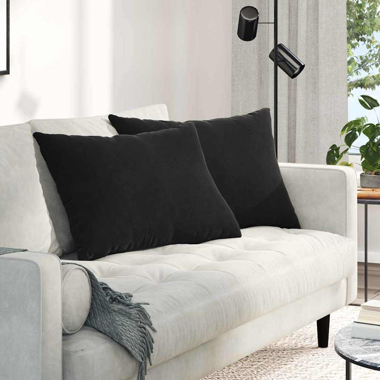 VidaXL coussins de canapé 2 pièces noir 70 x 50 cm tissu corde
