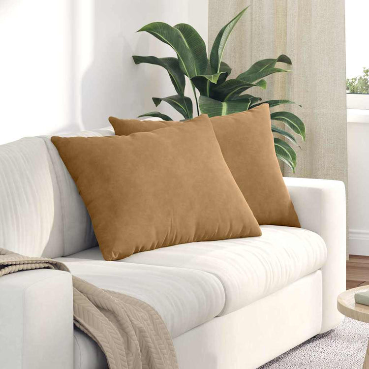 VidaXL coussins de canapé 2 pièces marron 70 x 50 cm tissu corde