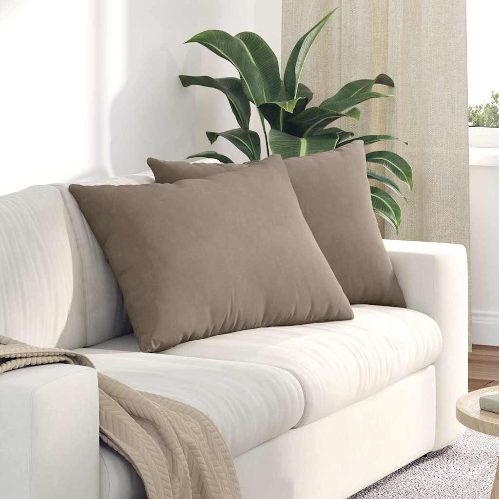 VidaXL coussins de canapé 2 pièces tissu taupe 70 x 50 cm
