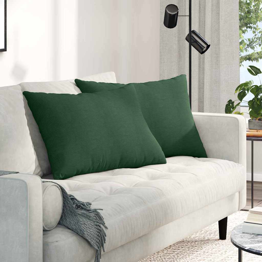 VidaXL coussins de canapé, 2 pièces, vert foncé, tissu corde 70 x 50 cm