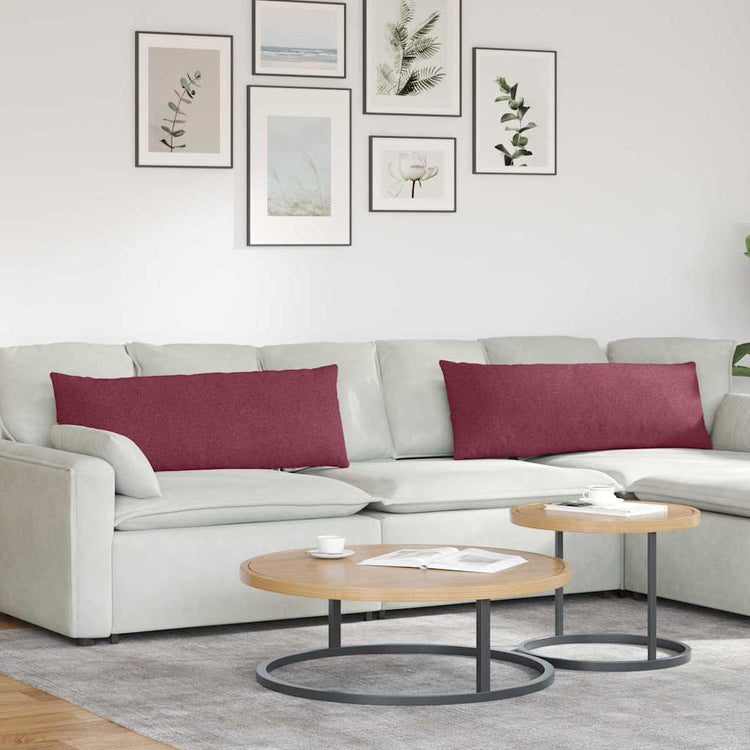 VidaXL coussins de canapé 2 pcs vin rouge 120 x 40 cm tissu