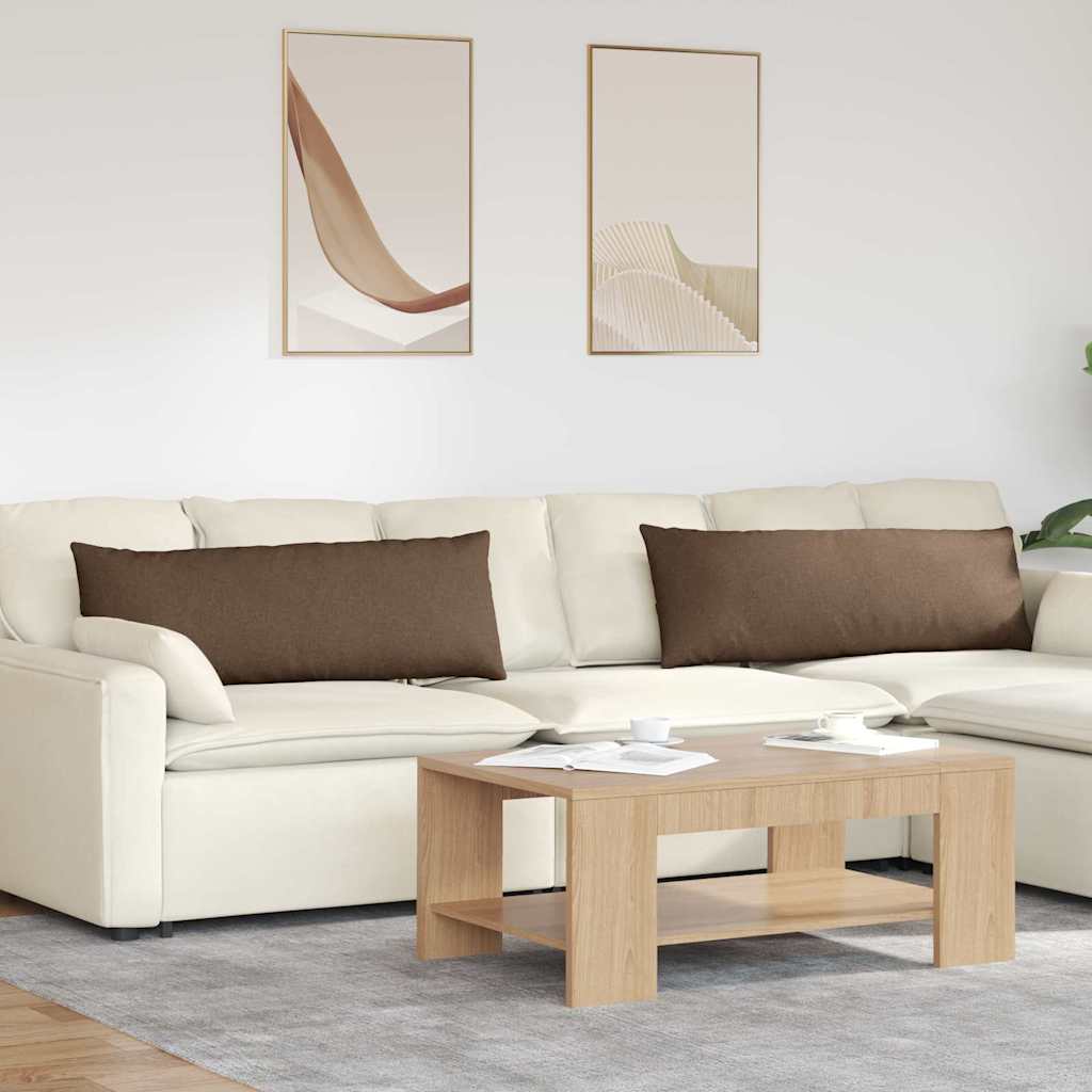 VidaXL coussins de canapé 2 pcs marron 120 x 40 cm tissu
