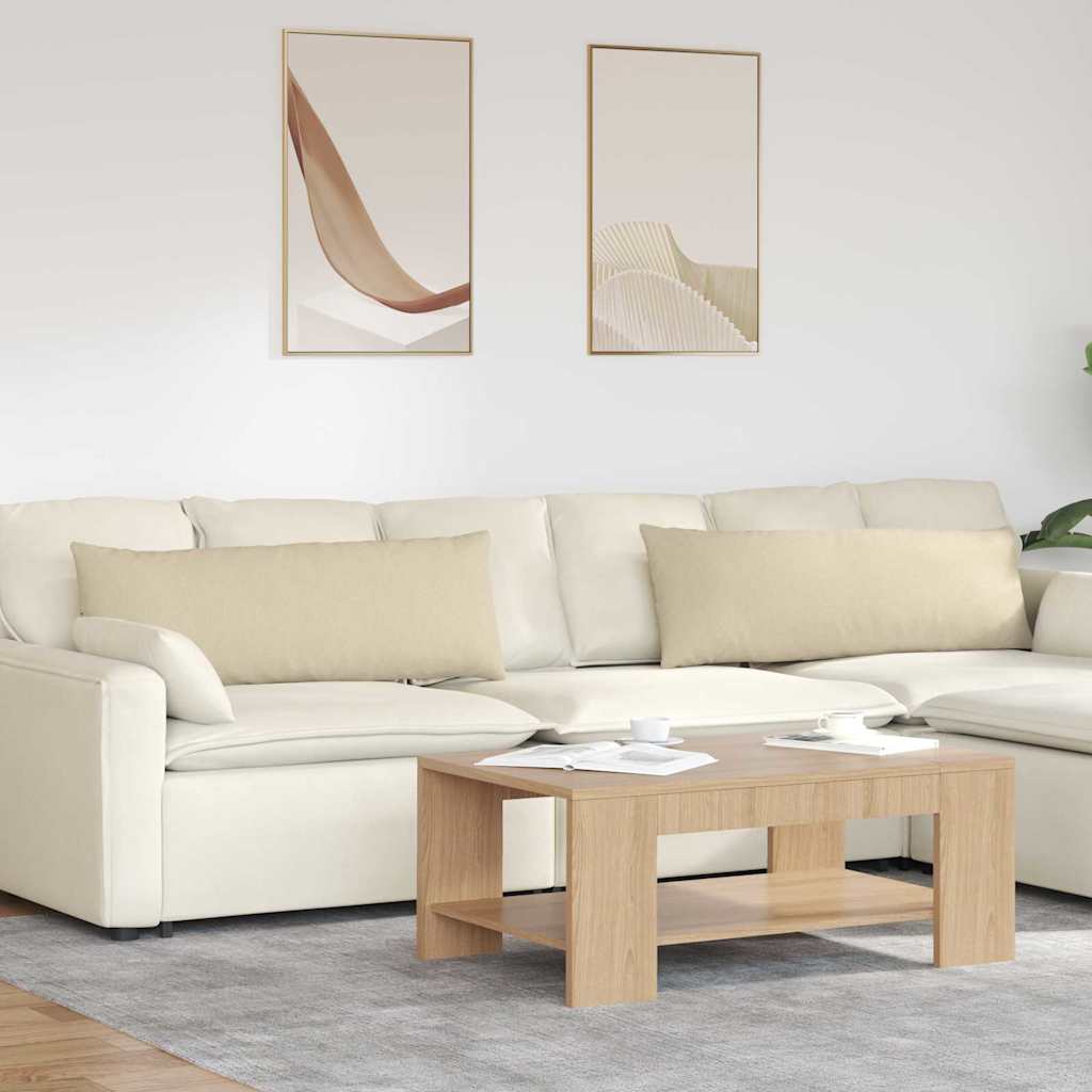 VidaXL coussins de canapé 2 pcs crème 120 x 40 cm tissu