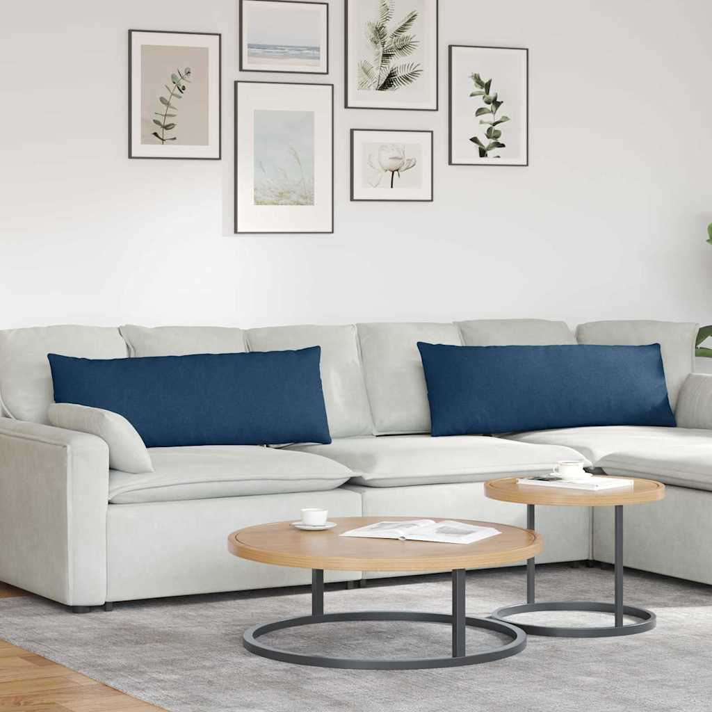 VidaXL coussins de canapé 2 pcs bleu 120 x 40 cm tissu