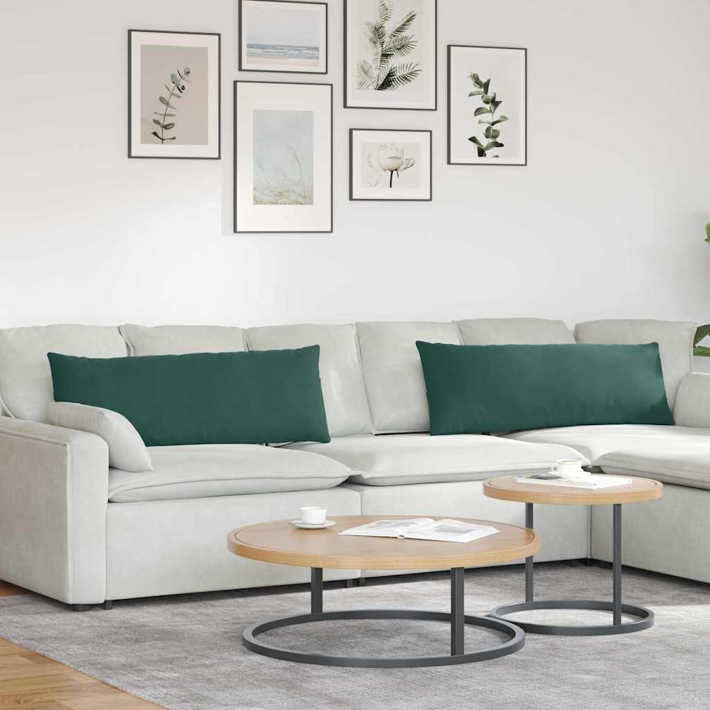 VidaXL coussins de canapé 2 pièces vert foncé 120 x 40 cm tissu corde