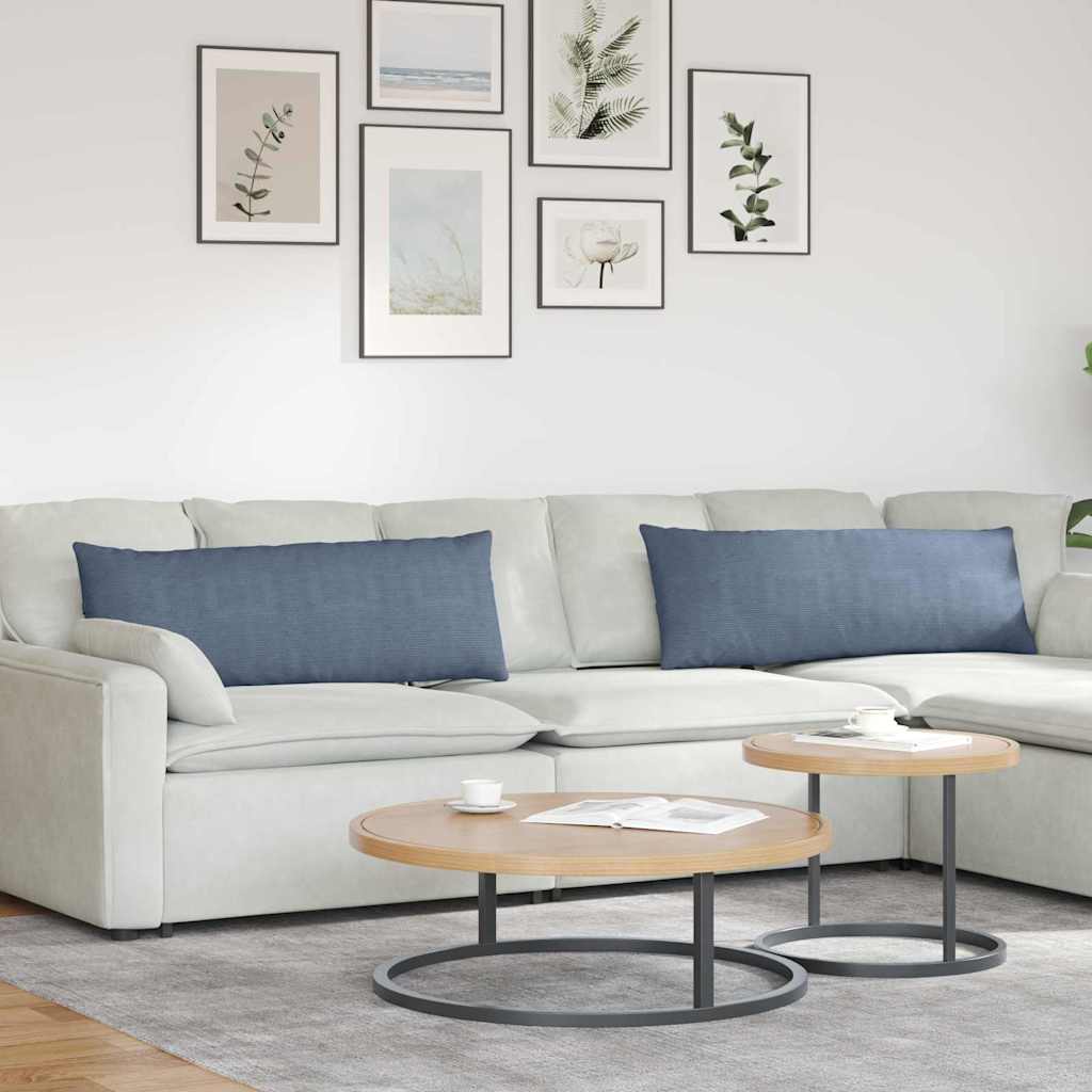 VidaXL coussins de canapé 2 pièces bleu 120 x 40 cm tissu corde