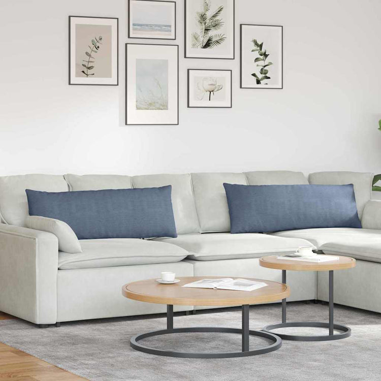 VidaXL coussins de canapé 2 pièces bleu 120 x 40 cm tissu corde