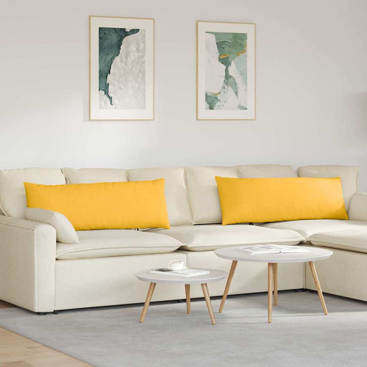 VidaXL coussins de canapé 2 pièces jaune clair 120 x 40 cm tissu corde