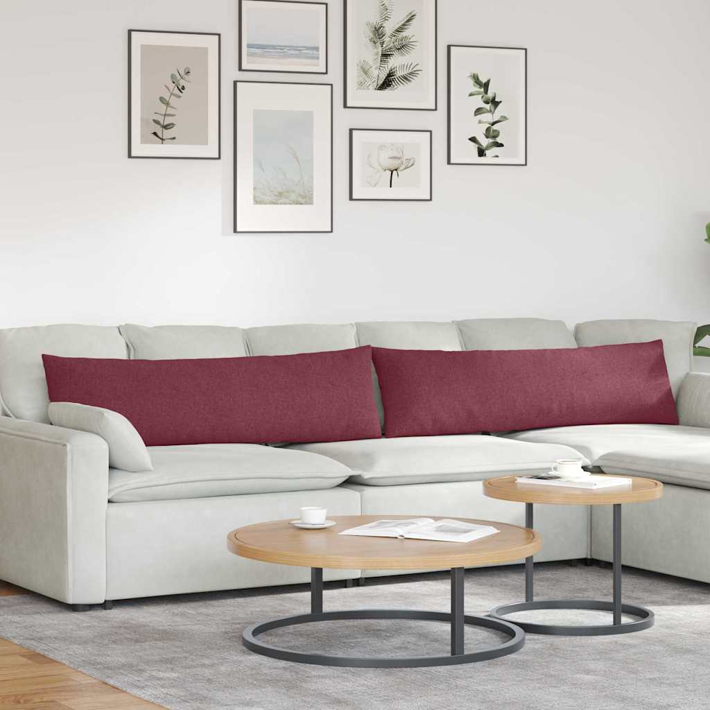 VidaXL coussins de canapé 2 pcs vin rouge 145 x 40 cm tissu
