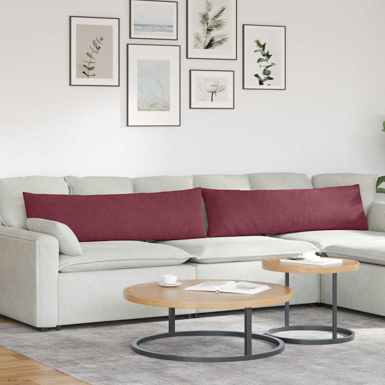 VidaXL coussins de canapé 2 pcs vin rouge 145 x 40 cm tissu