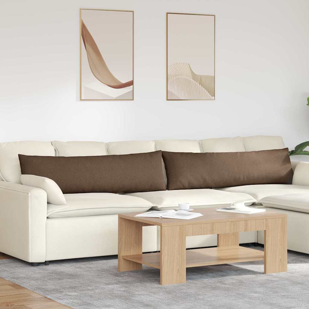 VidaXL coussins de canapé 2 pcs marron 145 x 40 cm tissu