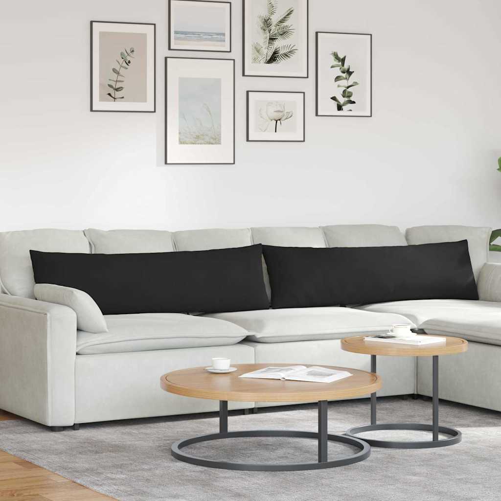 VidaXL coussins de canapé 2 pièces noir 145 x 40 cm tissu