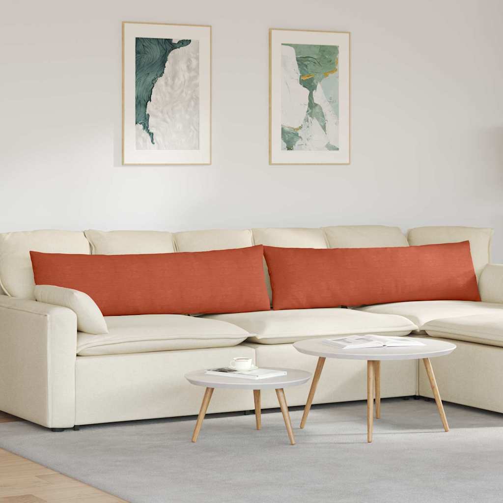VidaXL coussins de canapé 2 pièces rouge-orange 145 x 40 cm tissu corde