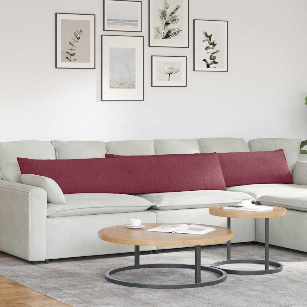 VidaXL coussins de canapé 2 pcs vin rouge 200 x 40 cm tissu