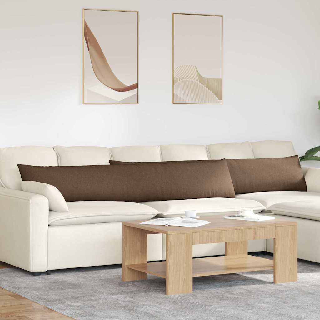 VidaXL coussins de canapé 2 pcs marron 200 x 40 cm tissu