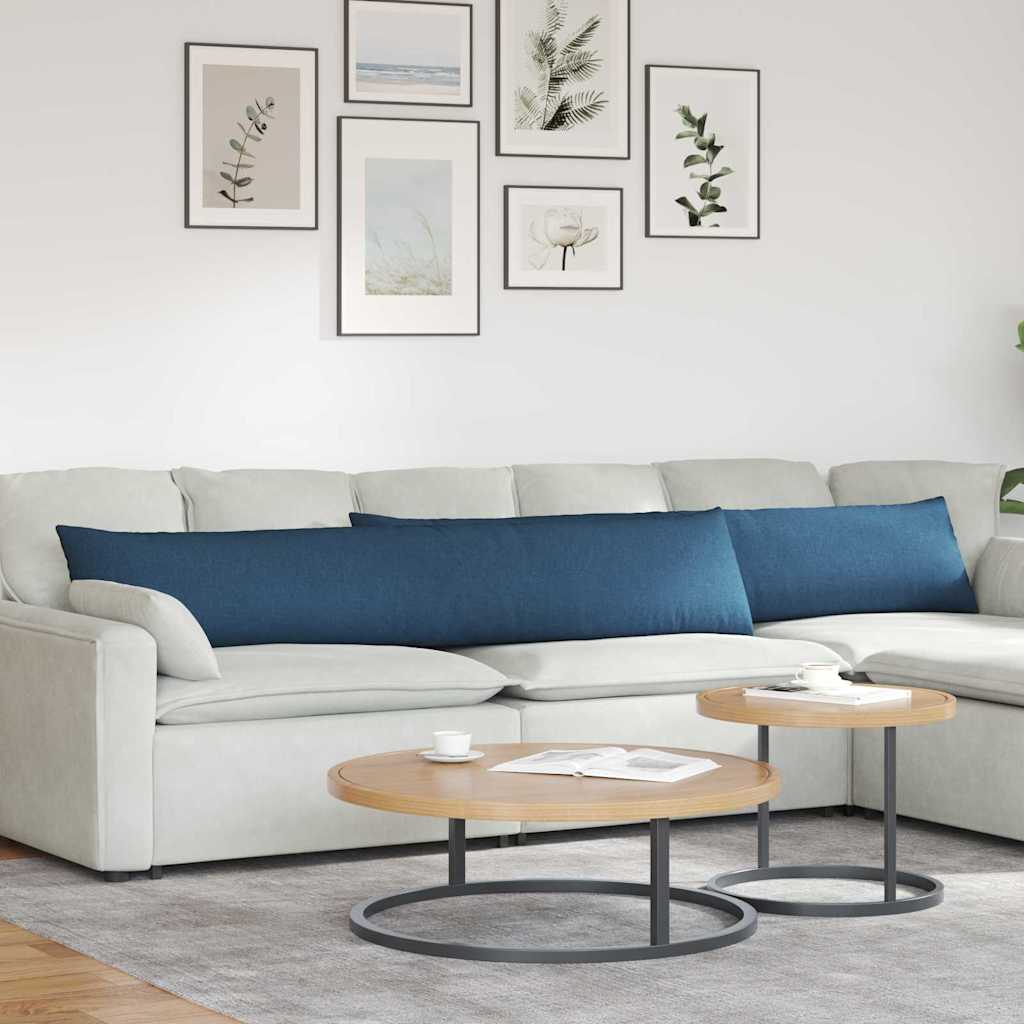 VidaXL coussins de canapé 2 pcs bleu 200 x 40 cm tissu