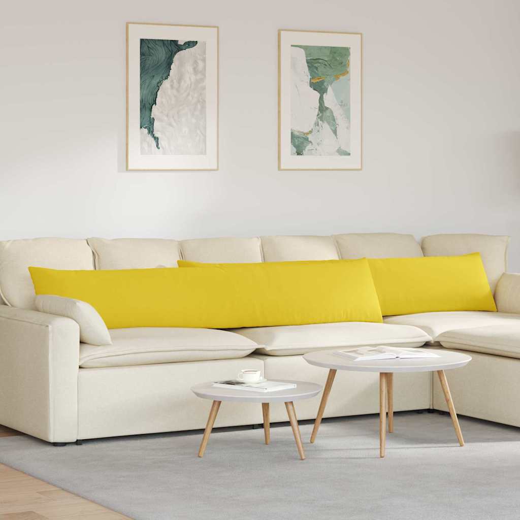 VidaXL coussins de canapé 2 pcs jaune clair 200 x 40 cm tissu