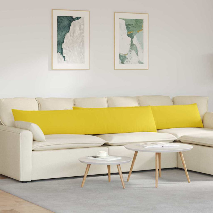 VidaXL coussins de canapé 2 pcs jaune clair 200 x 40 cm tissu