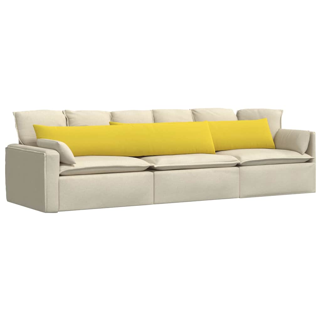 VidaXL coussins de canapé 2 pcs jaune clair 200 x 40 cm tissu