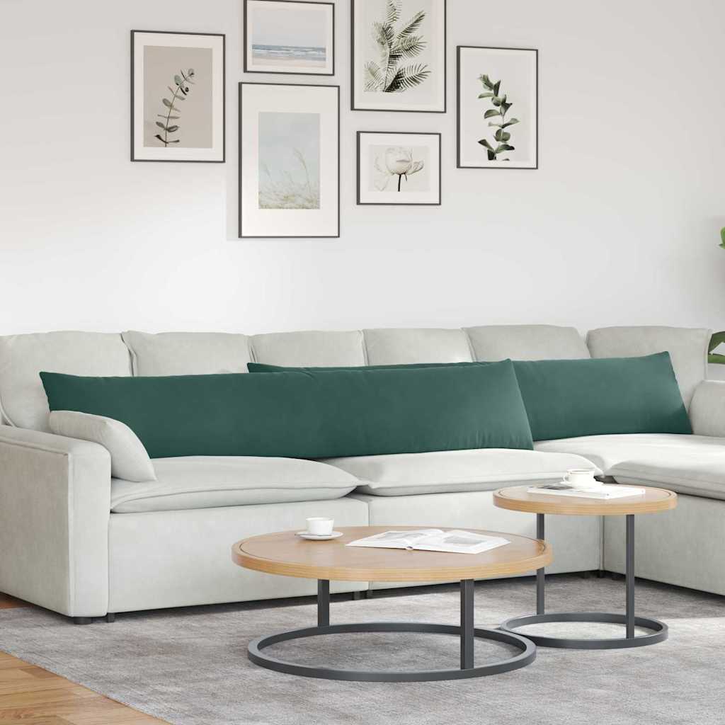 VidaXL coussins de canapé 2 pièces vert foncé 200 x 40 cm tissu corde