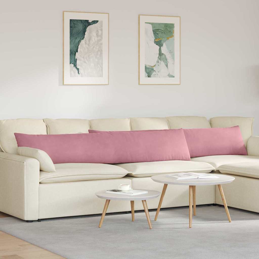 VidaXL coussins de canapé 2 pièces rose 200 x 40 cm tissu corde