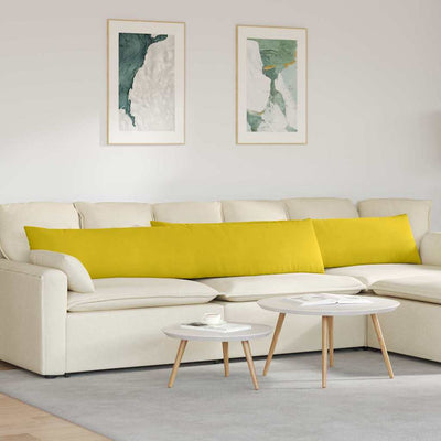 VidaXL coussins de canapé 2 pièces jaune 200 x 40 cm tissu corde