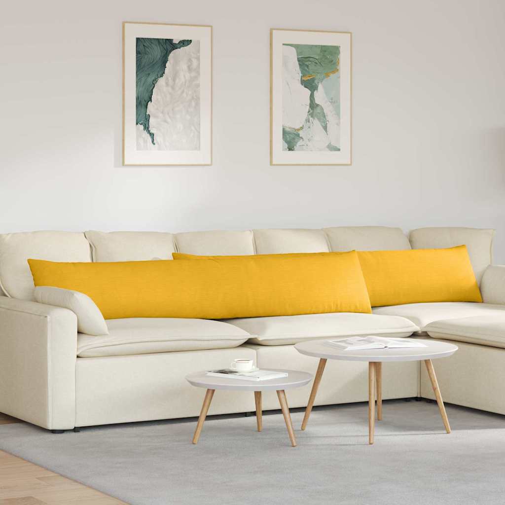 VidaXL coussins de canapé 2 pièces jaune clair 200 x 40 cm tissu corde